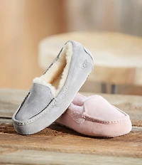 UGG Ansley Water-Resistant Suede Wool Lined Moccasin Slippers