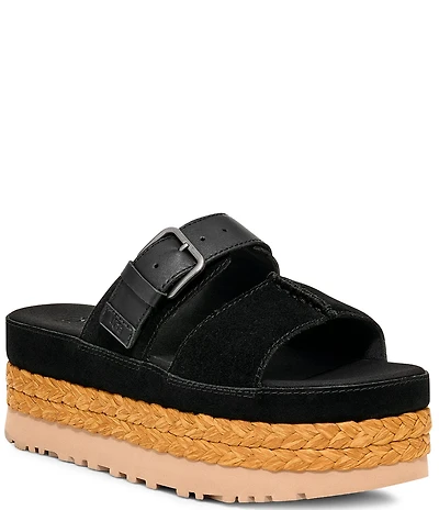 UGG Aubrey Suede Platform Espadrille Slide Sandals