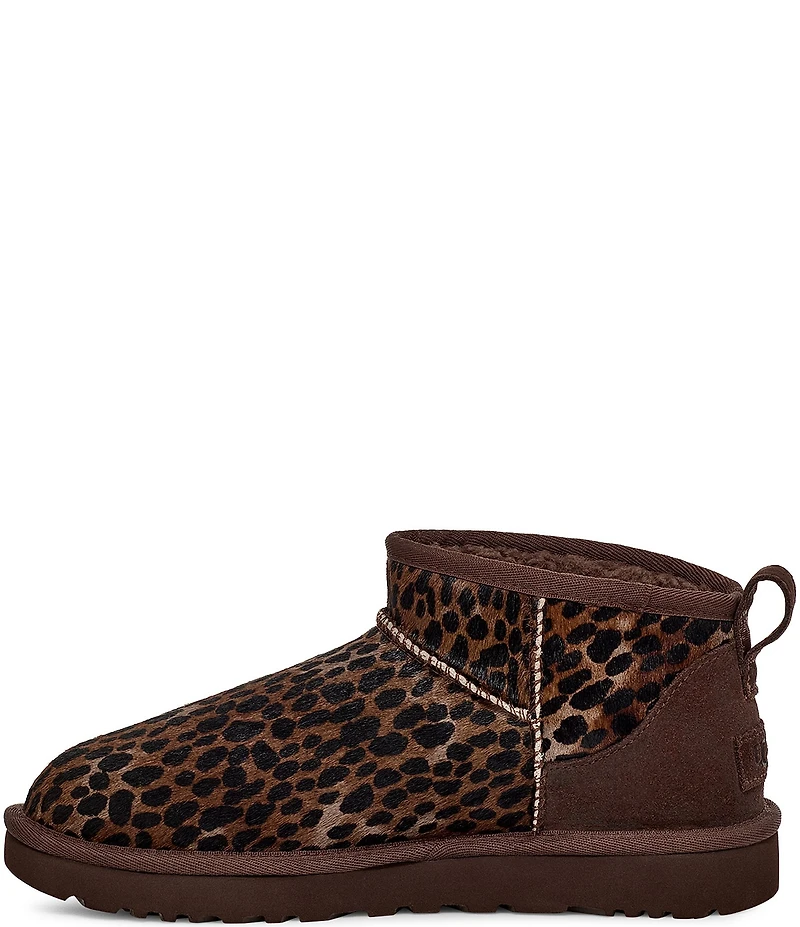 UGG Classic Ultra Mini Caspian Spotted Cheetah Print Calf Hair Booties