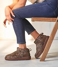 UGG Classic Ultra Mini Caspian Spotted Cheetah Print Calf Hair Booties