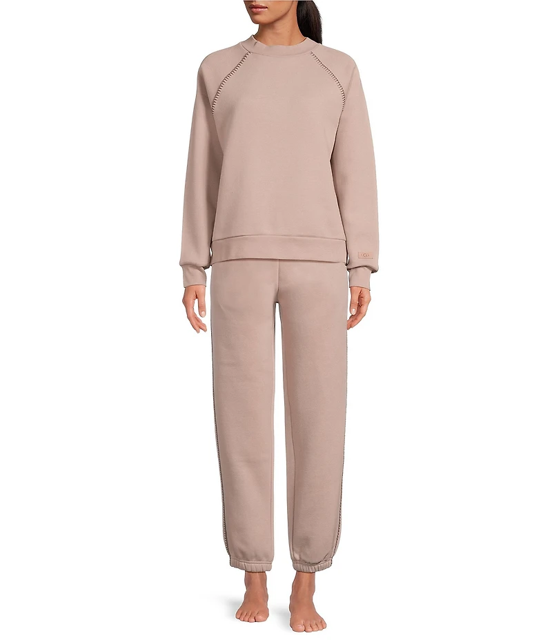 UGG Coordinating Cotton Fleece Elastic Waist Whipstitch Classic Sweatpants