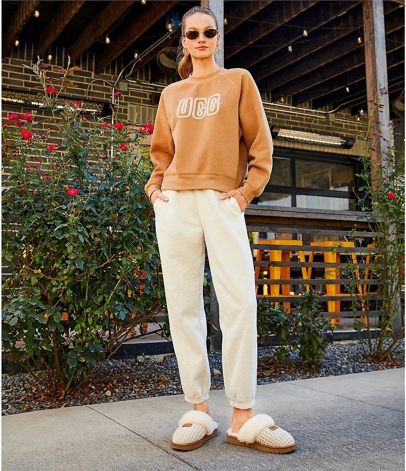 UGG Coordinating Cotton Fleece Elastic Waist Whipstitch Classic Sweatpants