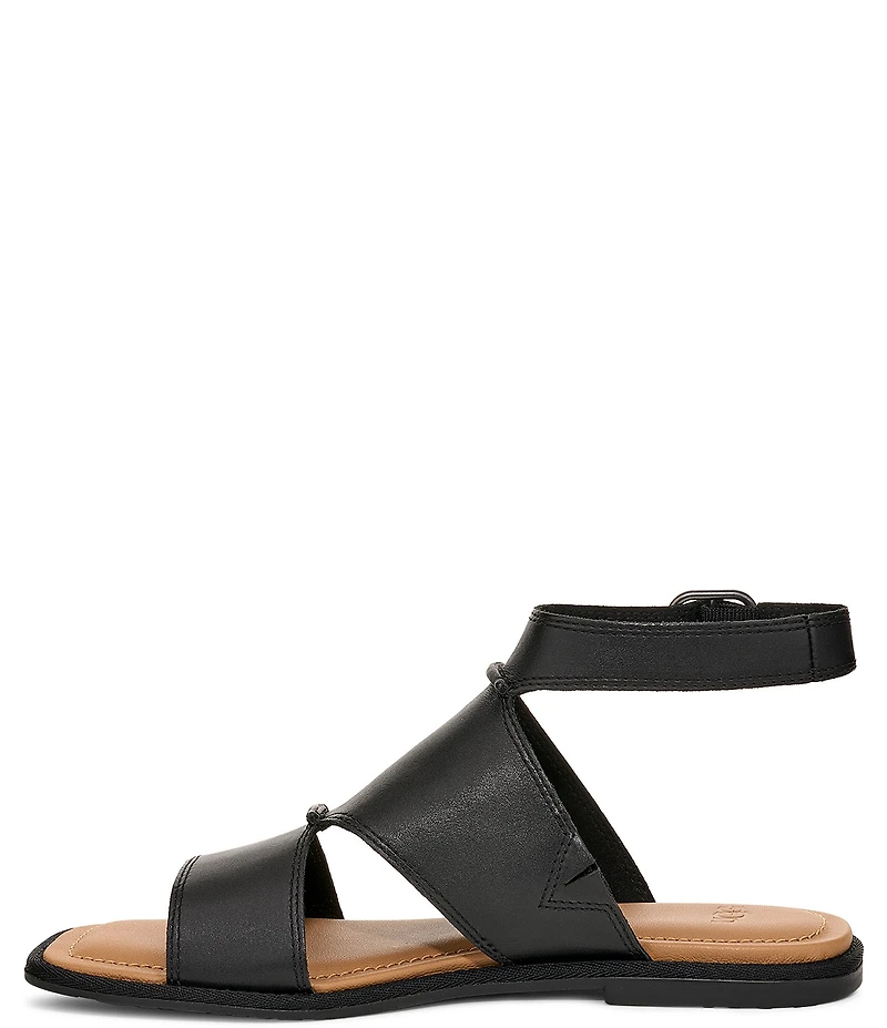 UGG Delray Leather Ankle Strap Flat Sandals