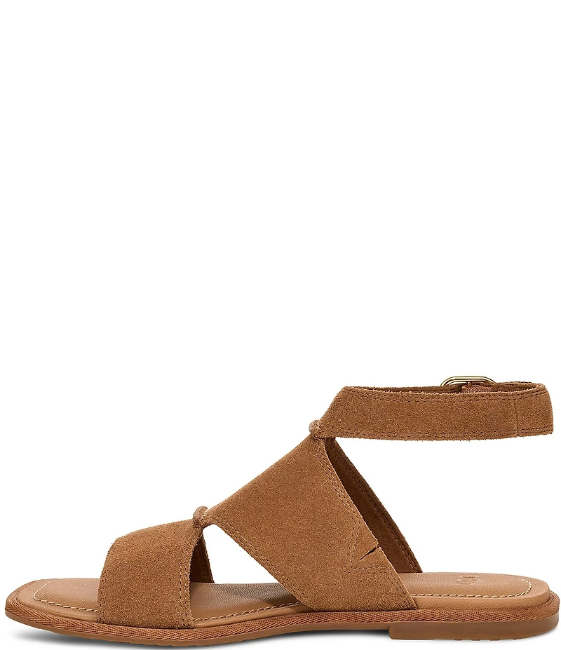 UGG Delray Suede Ankle Strap Flat Sandals