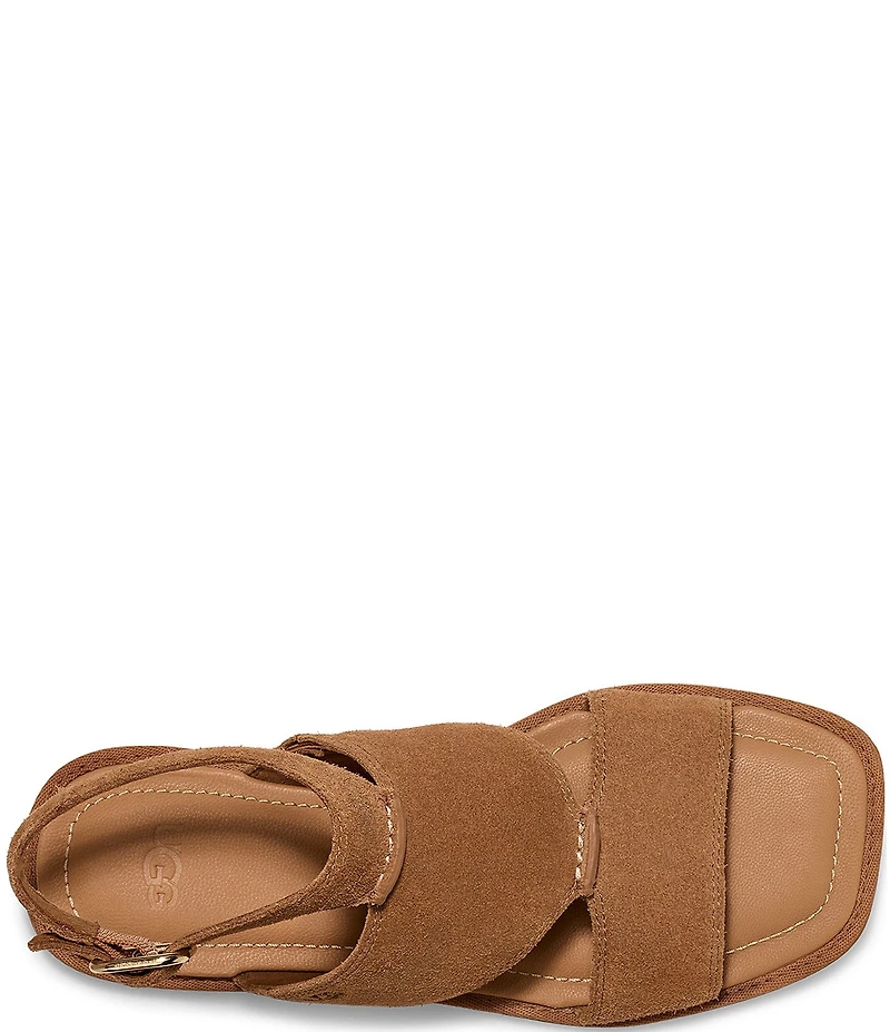 UGG Delray Suede Ankle Strap Flat Sandals