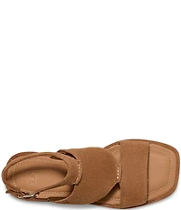 UGG Delray Suede Ankle Strap Flat Sandals