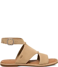 UGG Delray Suede Ankle Strap Flat Sandals