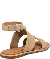UGG Delray Suede Ankle Strap Flat Sandals