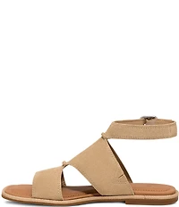 UGG Delray Suede Ankle Strap Flat Sandals