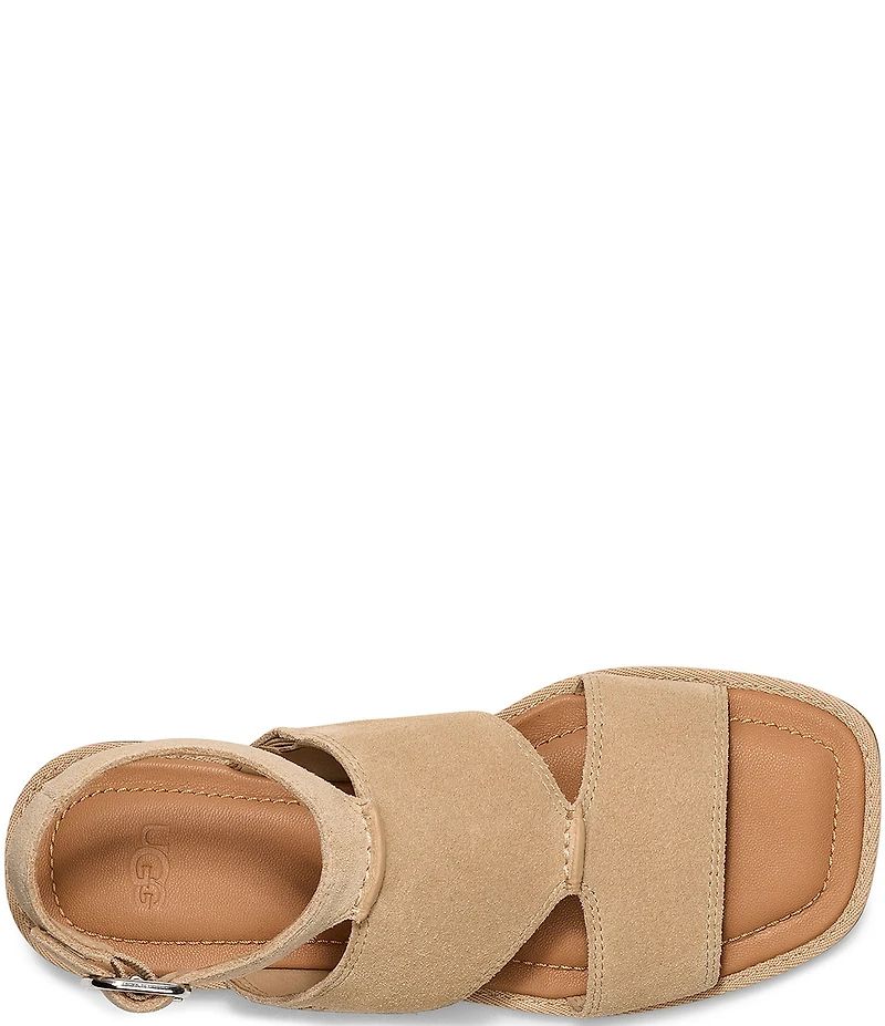 UGG Delray Suede Ankle Strap Flat Sandals