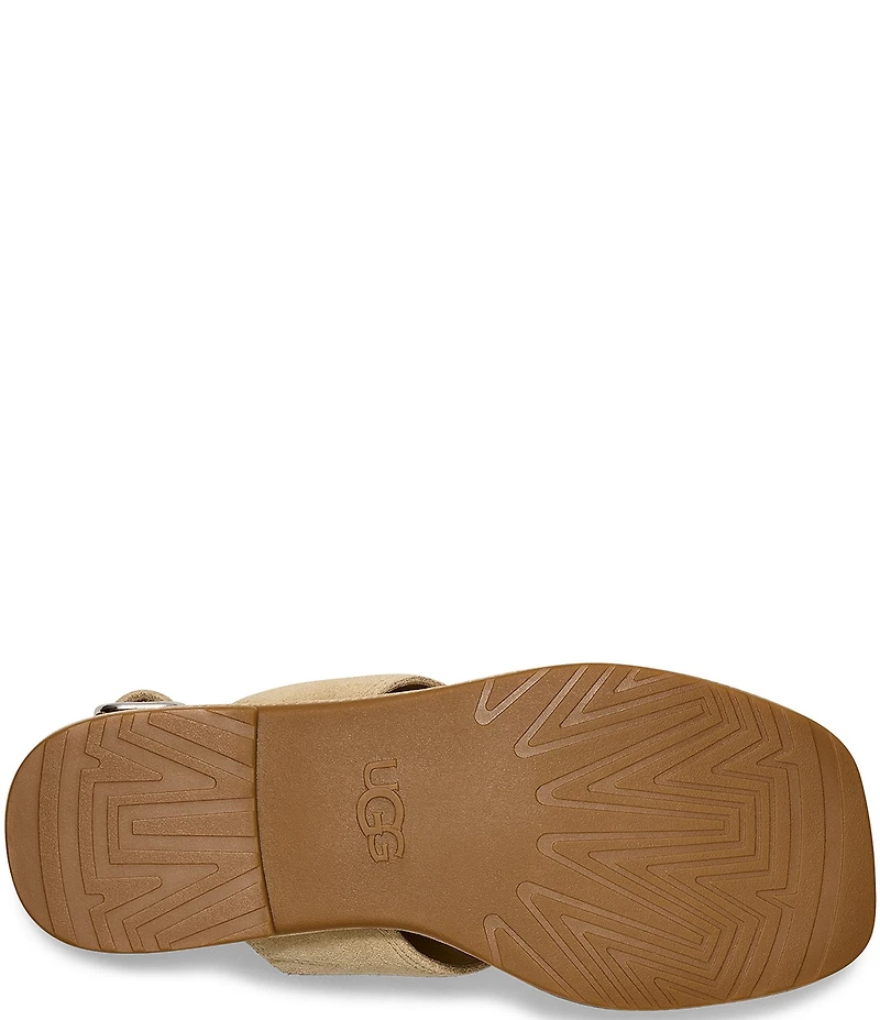 UGG Delray Suede Ankle Strap Flat Sandals