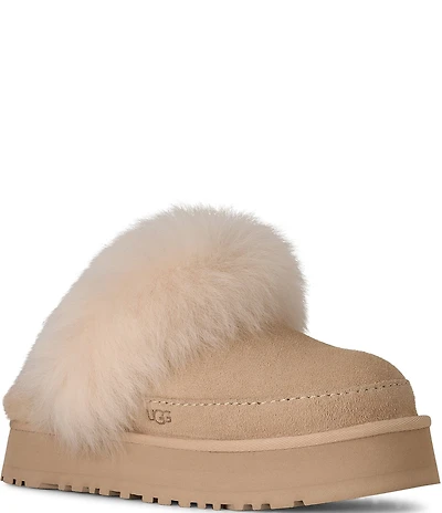 UGG Disquette Chalet Suede Sheepskin Collar Indoor/Outdoor Mule Slippers