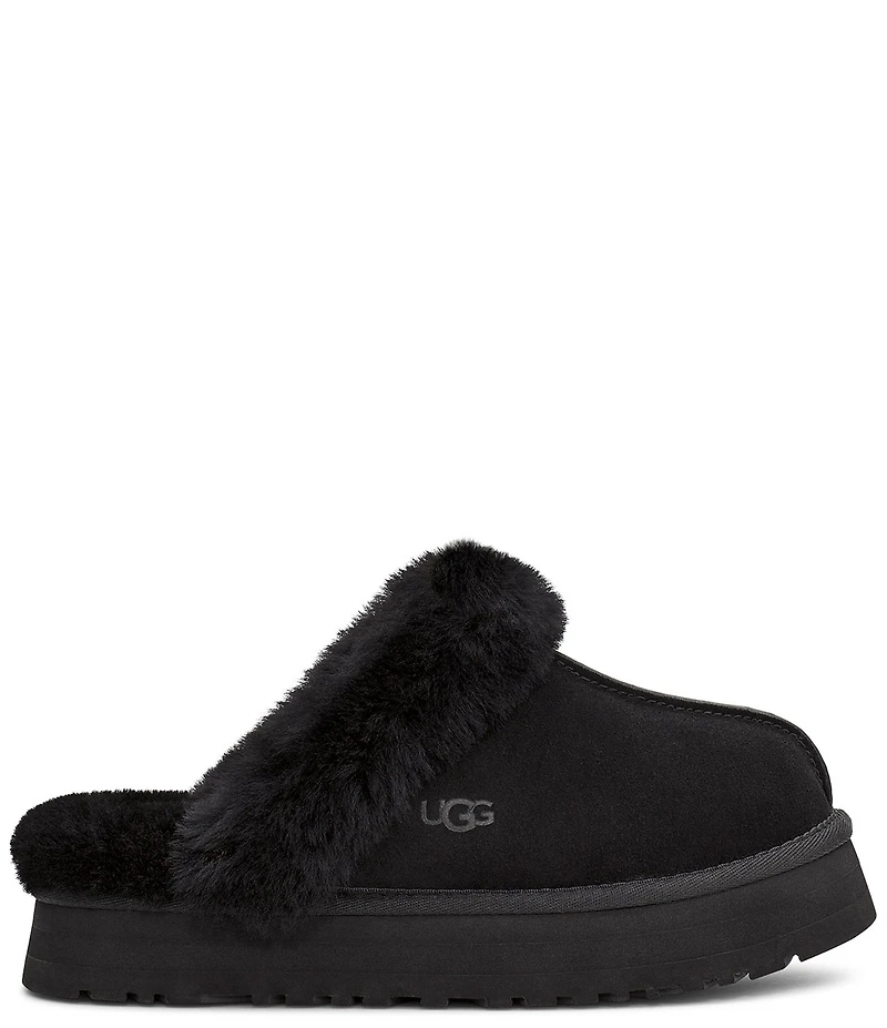 UGG Disquette Suede Fur Platform Slippers