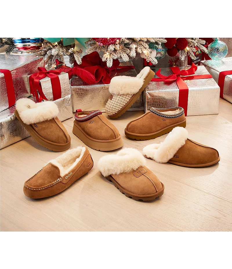 UGG Disquette Suede Fur Platform Slippers