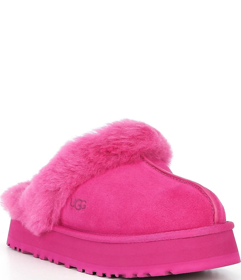 UGG Disquette Suede Fur Platform Slippers