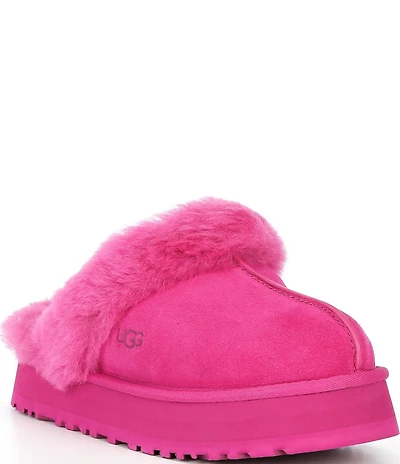 UGG Disquette Suede Fur Platform Slippers