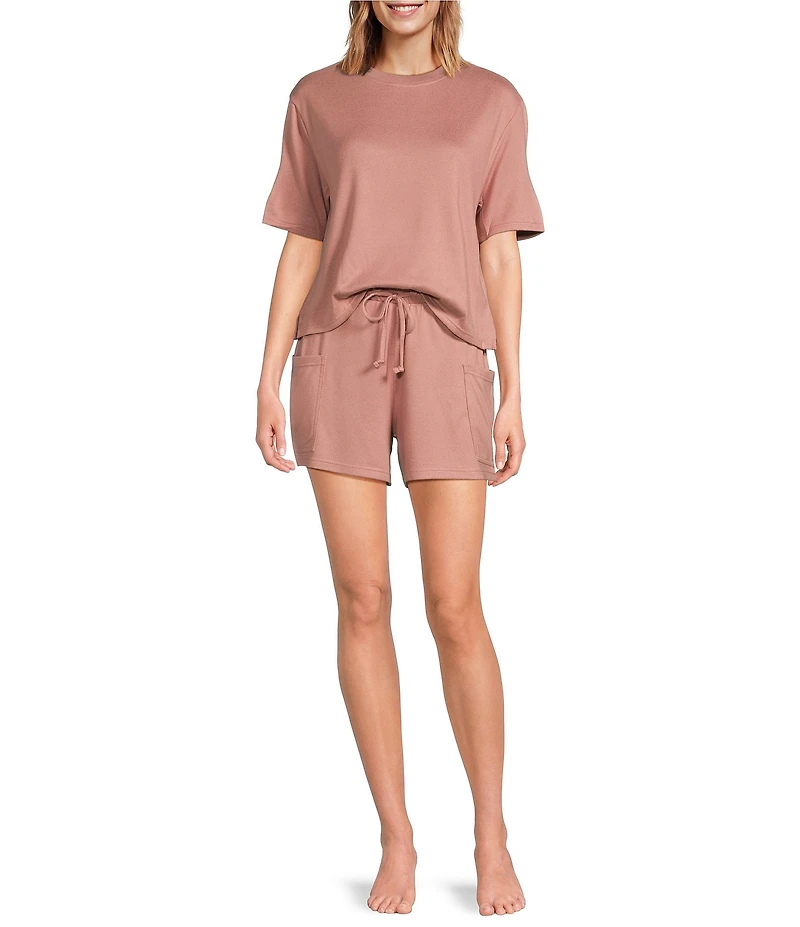 UGG Emaryld Peached Knit Short Sleeve Tee & Cargo Short Lounge Set