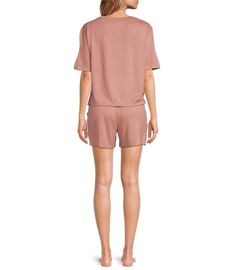 UGG Emaryld Peached Knit Short Sleeve Tee & Cargo Short Lounge Set