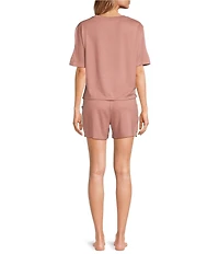UGG Emaryld Peached Knit Short Sleeve Tee & Cargo Short Lounge Set