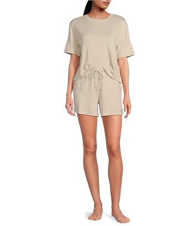 UGG Emaryld Peached Knit Short Sleeve Tee & Cargo Short Lounge Set