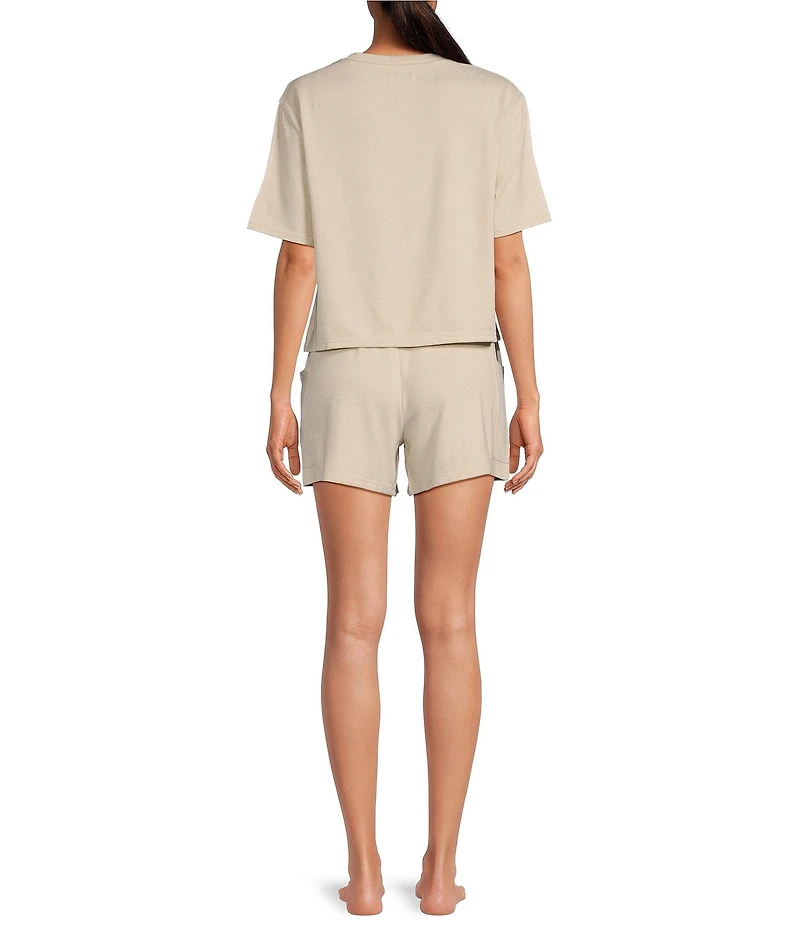 UGG Emaryld Peached Knit Short Sleeve Tee & Cargo Short Lounge Set