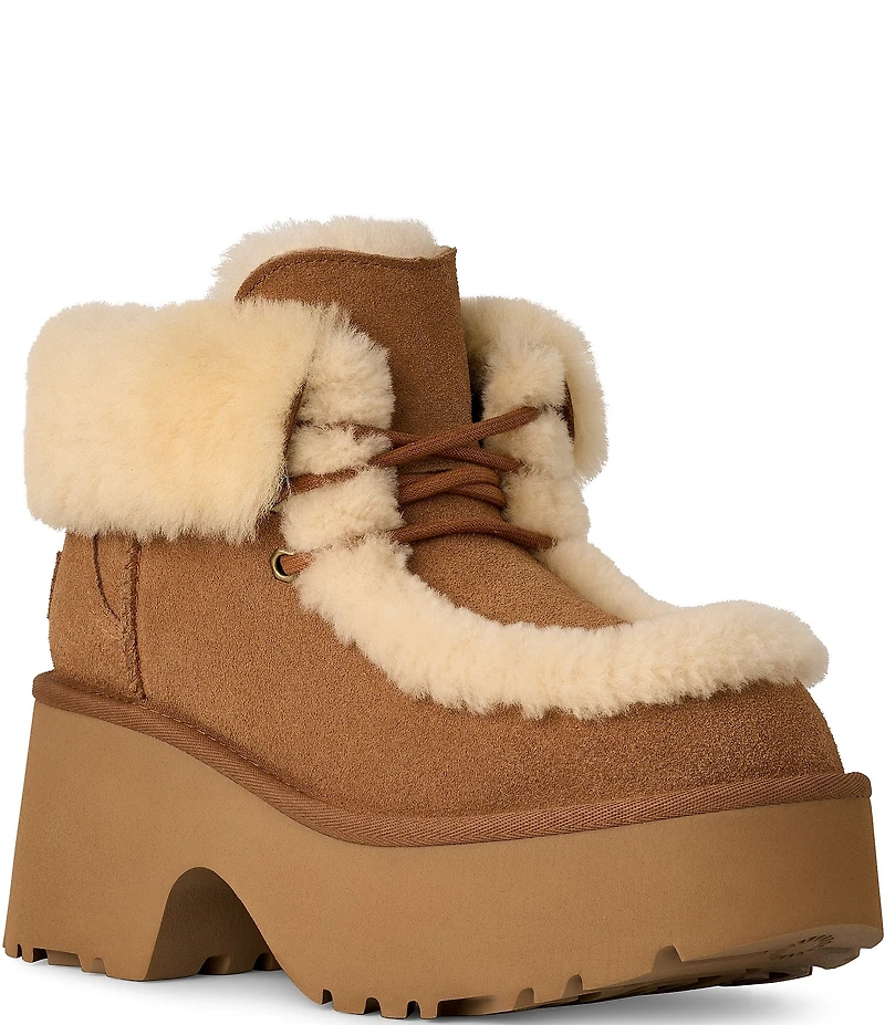 UGG Esmee Lace Up Suede Platform Booties