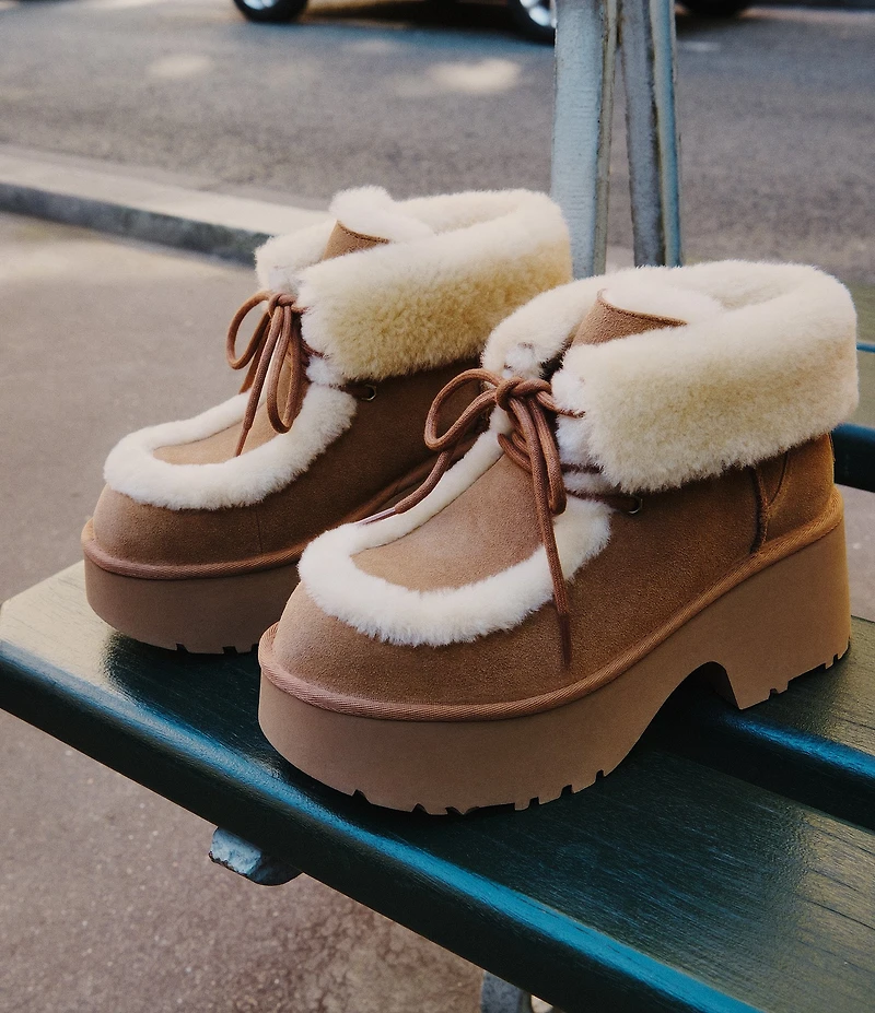 UGG Esmee Lace Up Suede Platform Booties