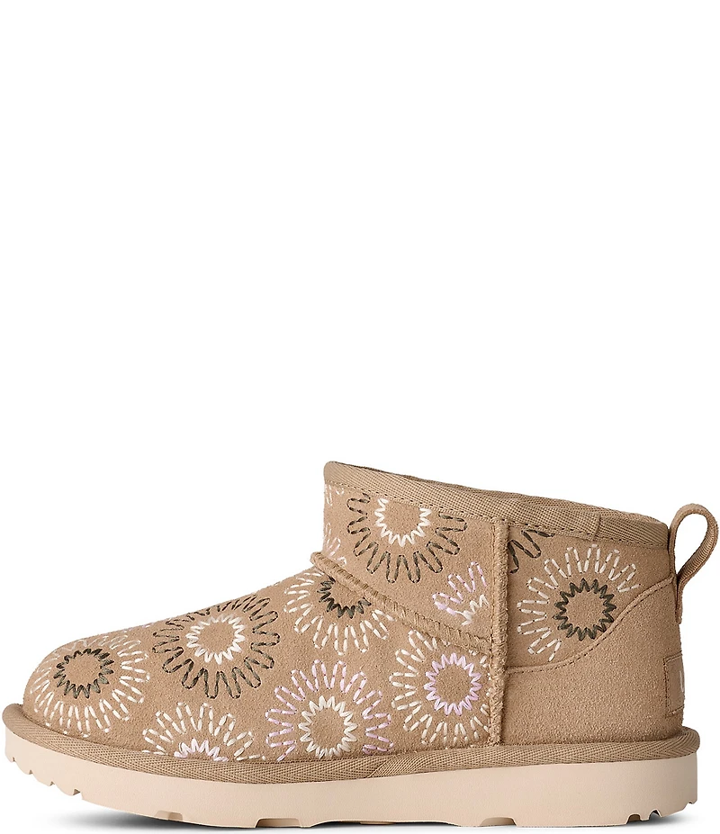 UGG Girls' Classic Ultra Mini Sun Stitch Suede Booties (Youth)