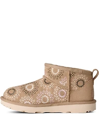 UGG Girls' Classic Ultra Mini Sun Stitch Suede Booties (Youth)