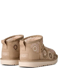 UGG Girls' Classic Ultra Mini Sun Stitch Suede Booties (Youth)