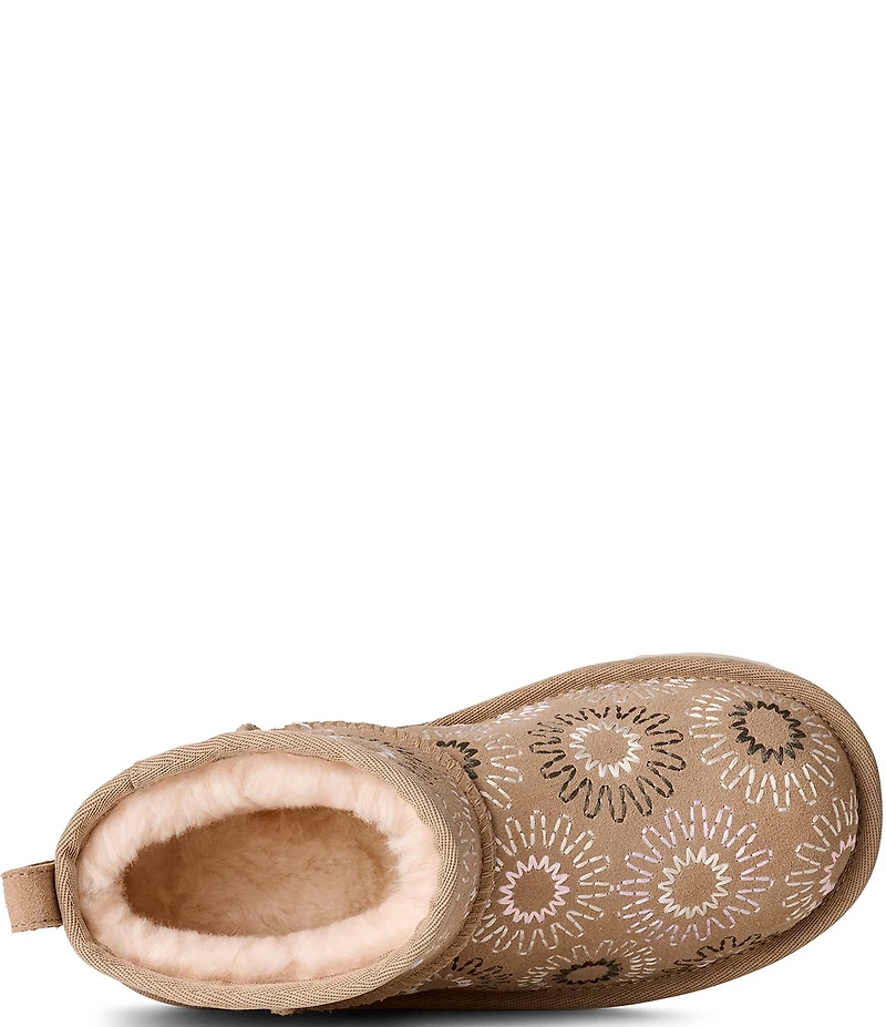 UGG Girls' Classic Ultra Mini Sun Stitch Suede Booties (Youth)