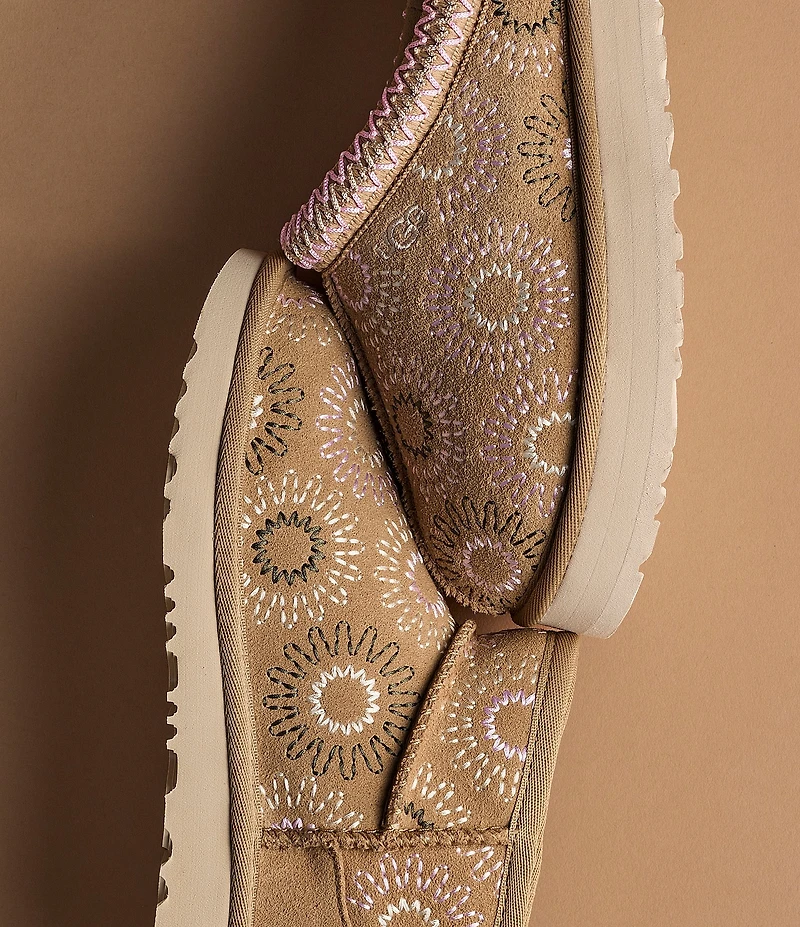 UGG Girls' Classic Ultra Mini Sun Stitch Suede Booties (Youth)