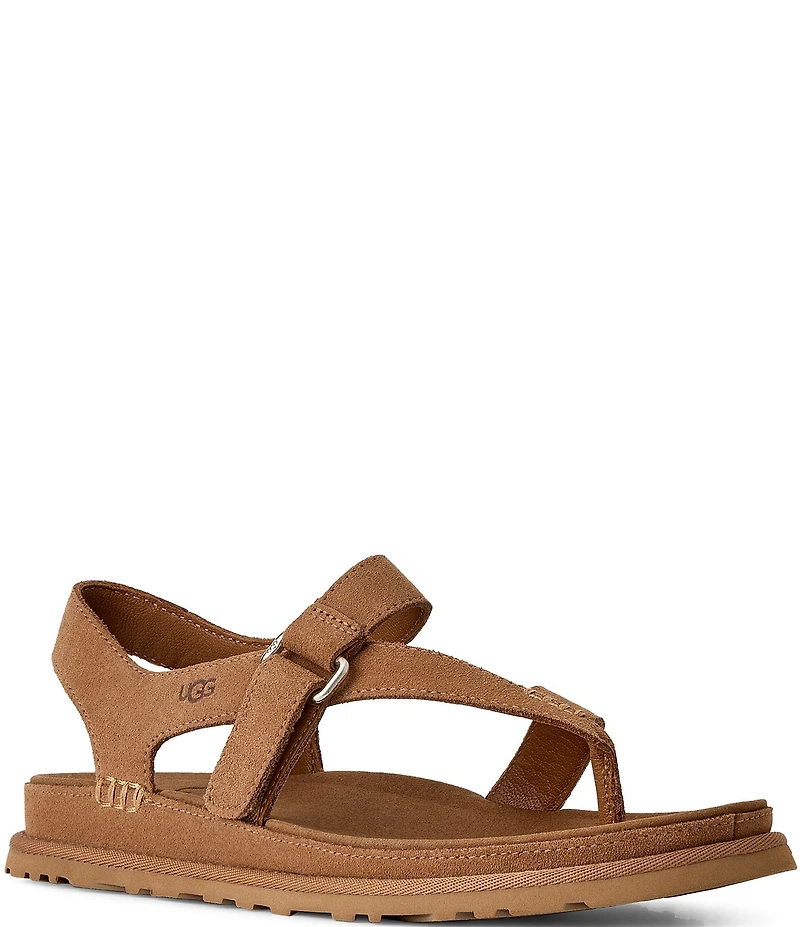 UGG® Goldengaze Suede Toe Post Ankle Strap Sandals