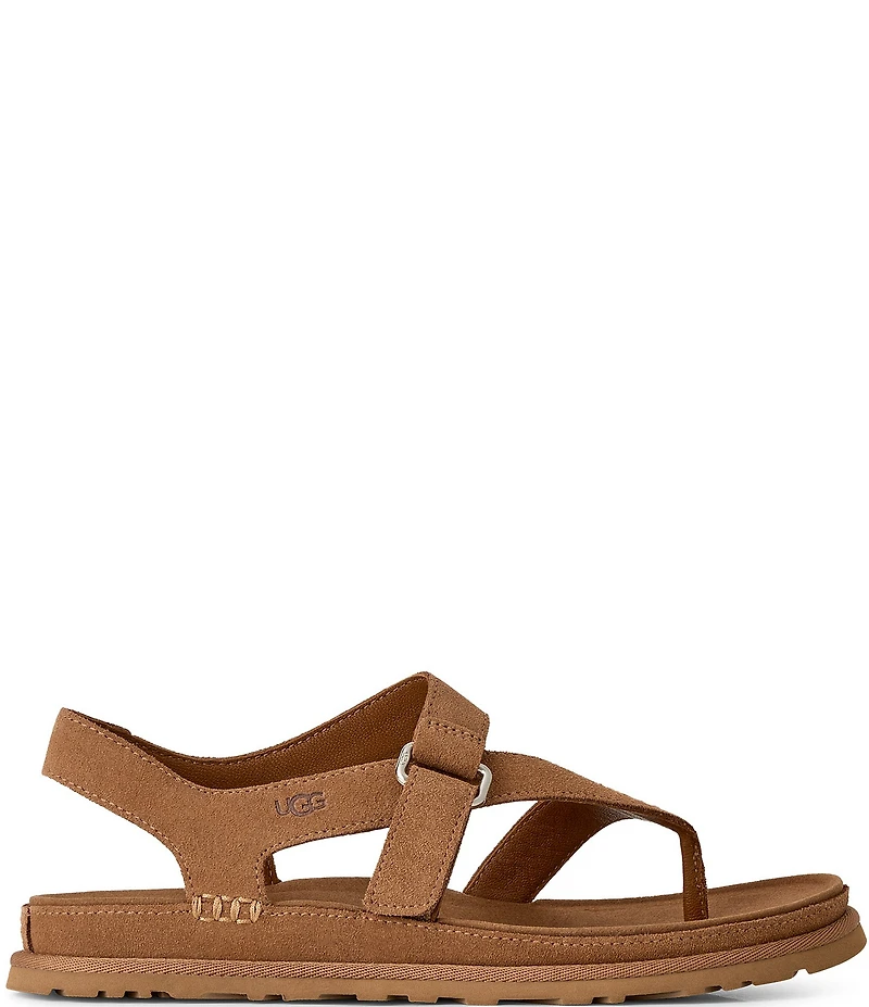 UGG® Goldengaze Suede Toe Post Ankle Strap Sandals