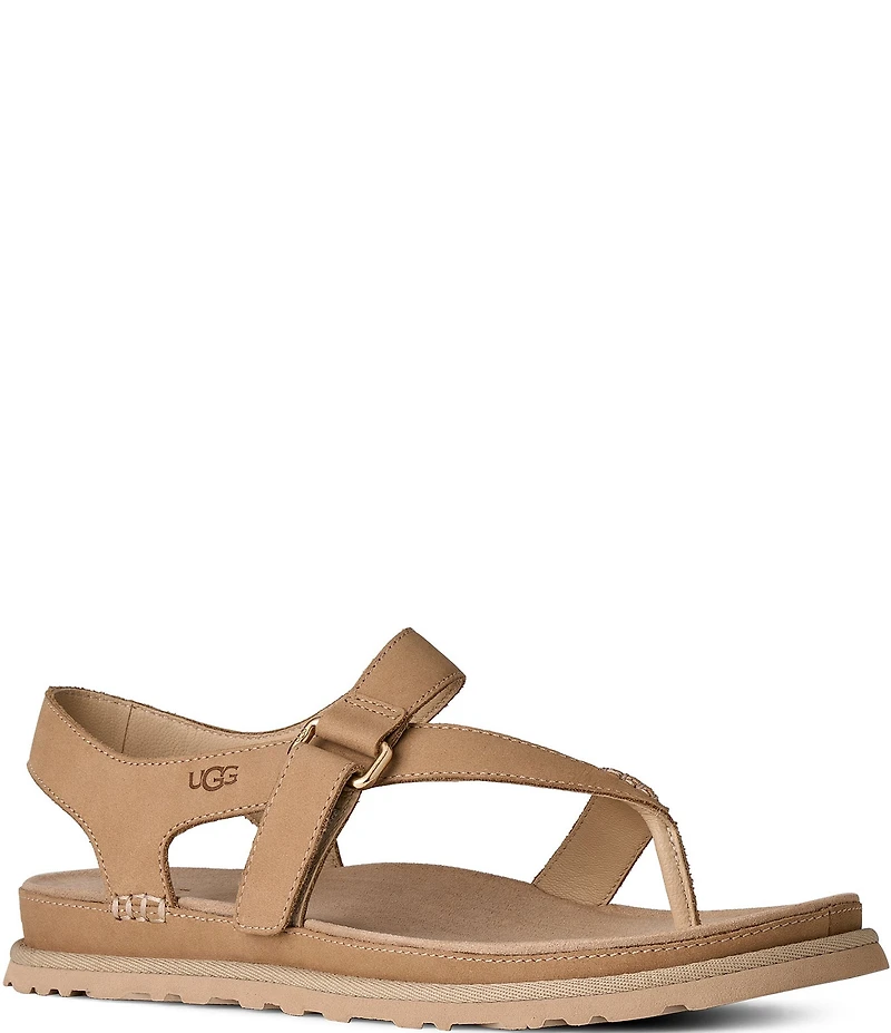 UGG GoldenGaze Toe Post Leather Sandals