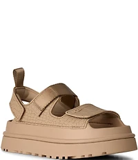 UGG GoldenGlow Embossed Banded Hook-and-Loop Platform Sandals