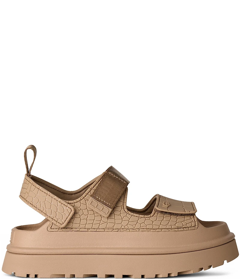 UGG GoldenGlow Embossed Banded Hook-and-Loop Platform Sandals