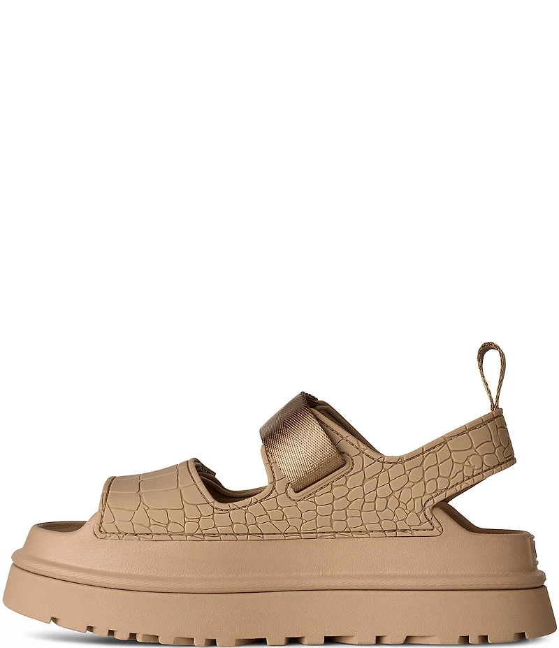 UGG GoldenGlow Embossed Banded Hook-and-Loop Platform Sandals