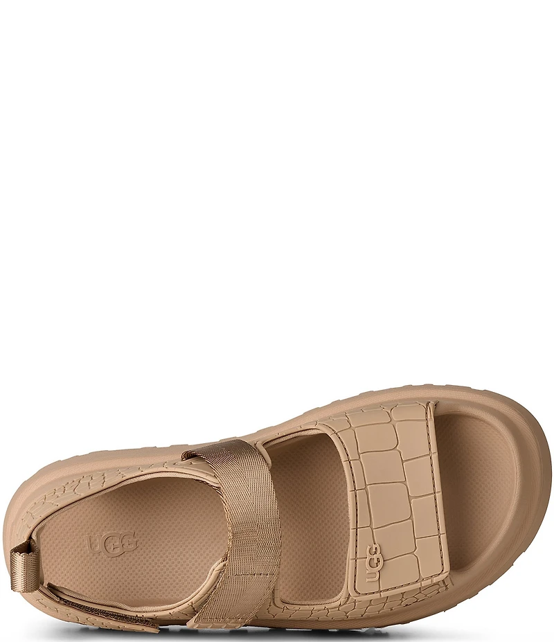 UGG GoldenGlow Embossed Banded Hook-and-Loop Platform Sandals