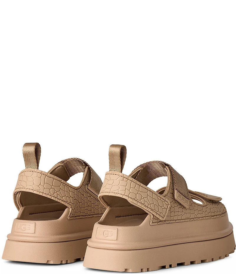 UGG GoldenGlow Embossed Banded Hook-and-Loop Platform Sandals
