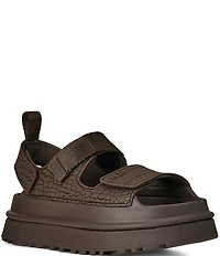 UGG GoldenGlow Embossed Banded Hook-and-Loop Platform Sandals