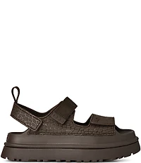 UGG GoldenGlow Embossed Banded Hook-and-Loop Platform Sandals