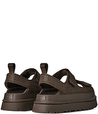 UGG GoldenGlow Embossed Banded Hook-and-Loop Platform Sandals