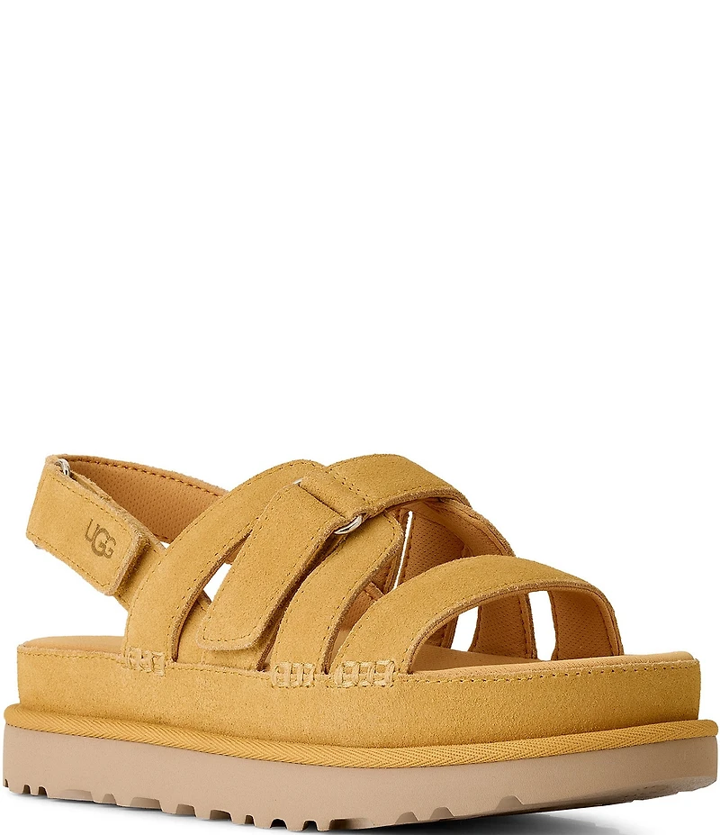 UGG Goldenstar Gleam Strappy Suede Slingback Platform Sandals
