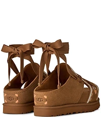 UGG Goldenstar Hi Artistitch Suede Embroidered Ankle Tie Sandals