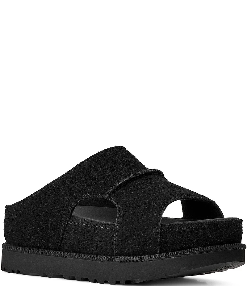 UGG Goldenstar Hi Cutout Suede Platform Slides Sandals