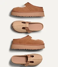 UGG Goldenstar Hi T-Strap Suede Platform Mary Jane Slip On Clogs