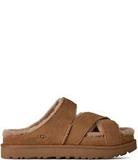 UGG Greenport Suede Cross Strap Platform Slide Sandals
