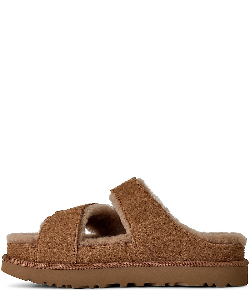 UGG Greenport Suede Cross Strap Platform Slide Sandals