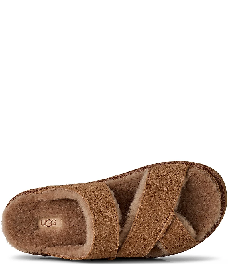 UGG Greenport Suede Cross Strap Platform Slide Sandals
